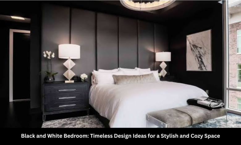 black and white bedroom