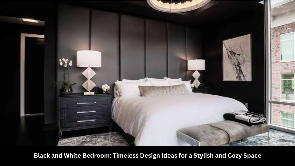 black and white bedroom